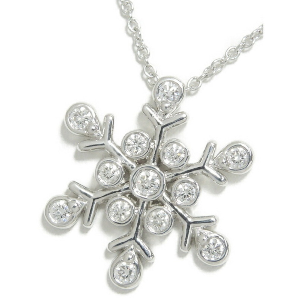 Tiffany Snowflake Pendant Necklace Diamond Platinum